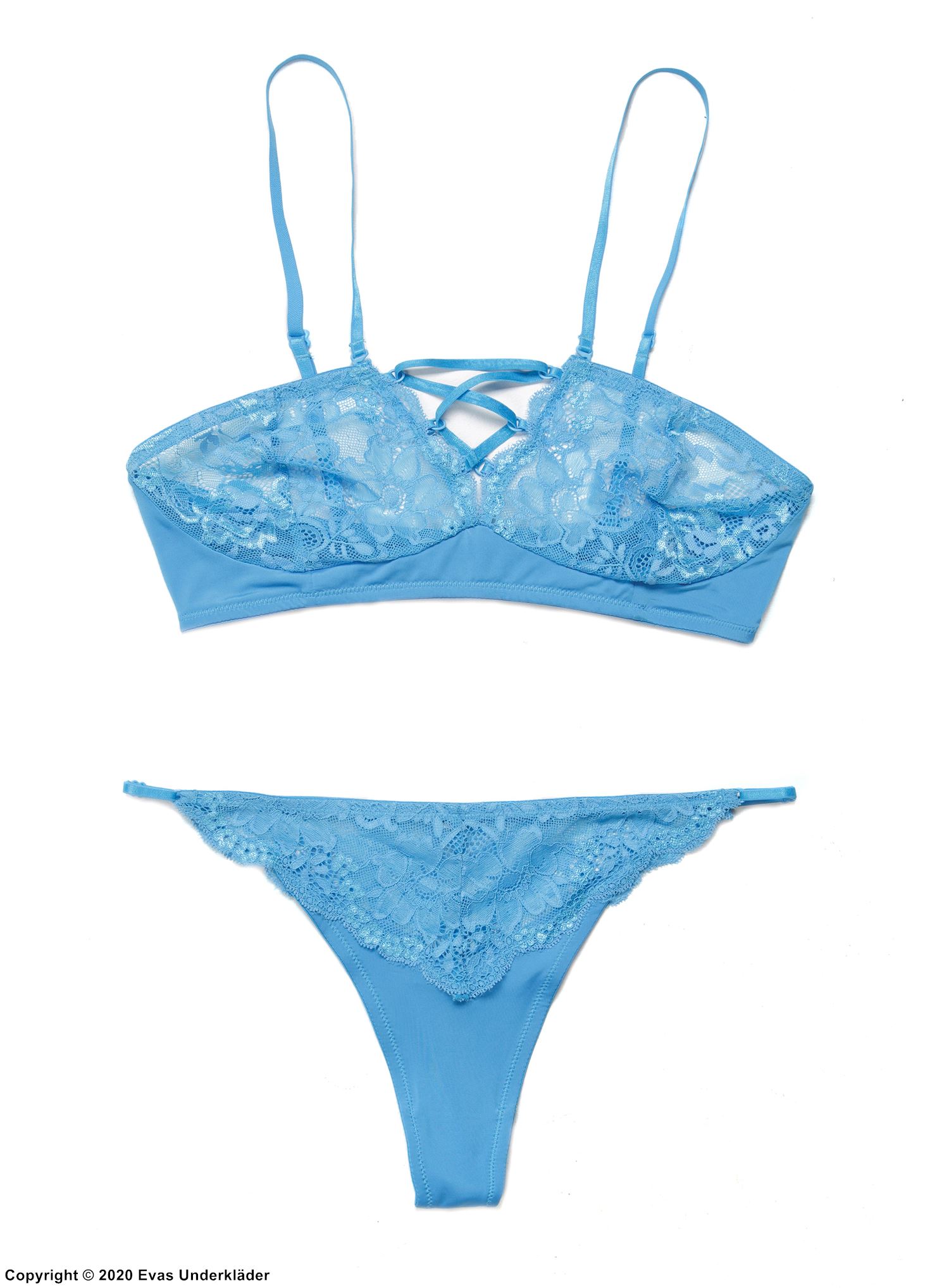 Dessous-Sets mit BH und Slip, Stretch-Spitze, Schnürung